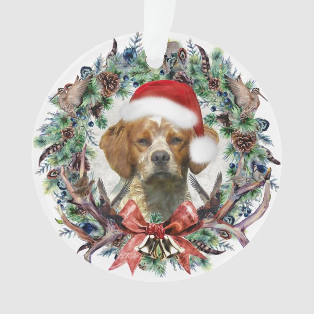 The Brittany Spaniels , Christmas  Ornament (Front)