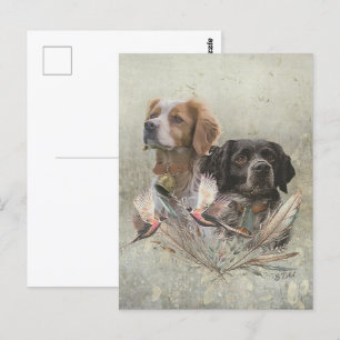 The Brittany Spaniels, French Brittany, Bird dog, Postcard