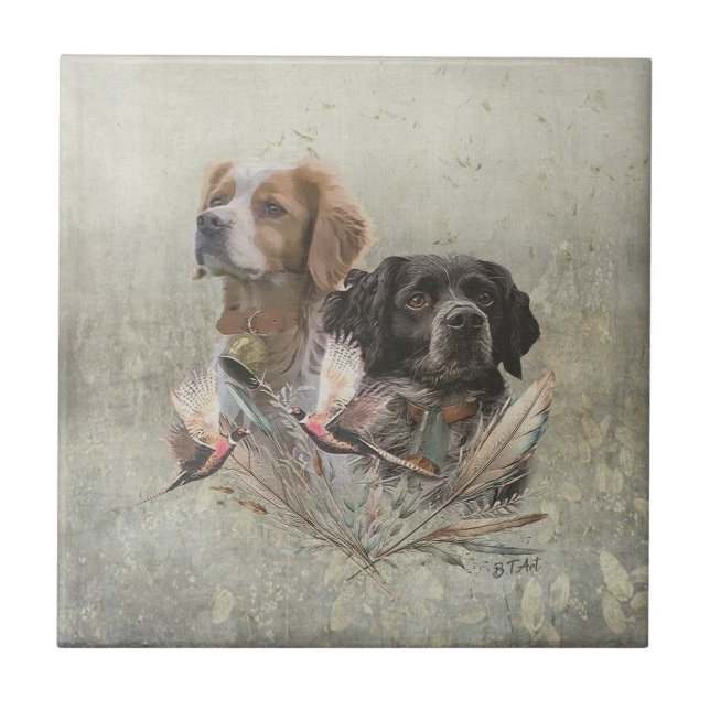 The Brittany Spaniels,  French Brittany, Bird dog, Tile (Front)
