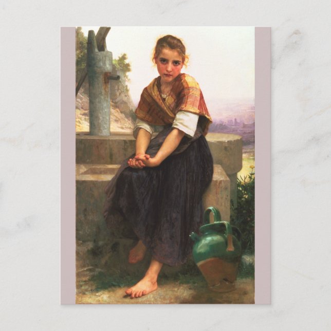 The Broken Pitcher by Bouguereau Postcard (Front)