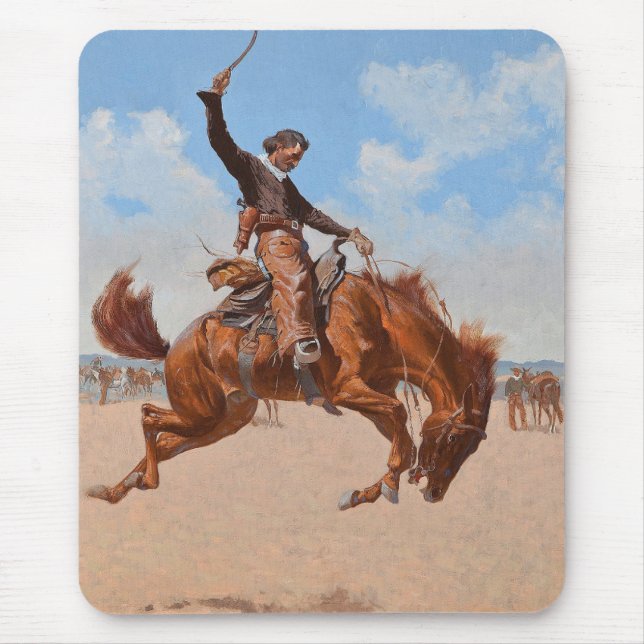 The Bronco Buster (by Frederic Remington) Mouse Pad (Front)