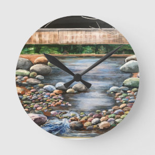 The Brook beautiful clear day streams water rocks Round Clock