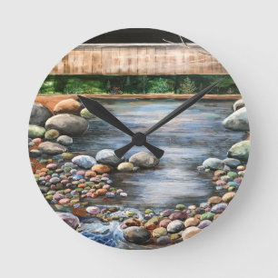 The Brook/ Landscape Acrylic Art Round Clock