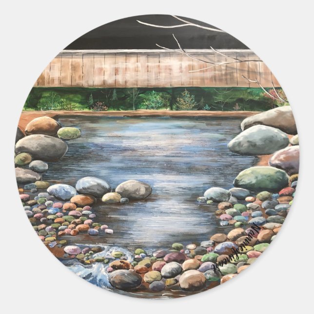 The Brook Original Hand Painted Art Classic Round Sticker (Front)
