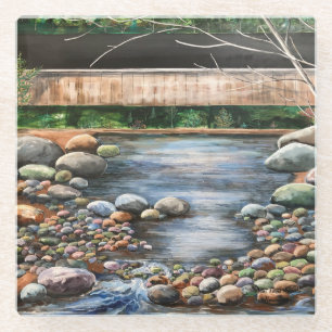 The Brook Original Hand Painted Art Glass Coaster