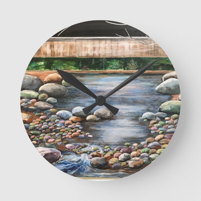 The Brook Original Hand Painted Art Round Clock (Front)