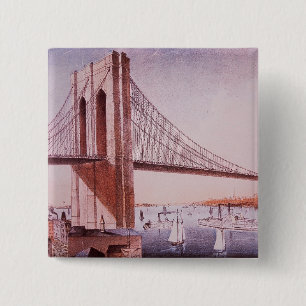 The Brooklyn Bridge 2 Inch Square Button