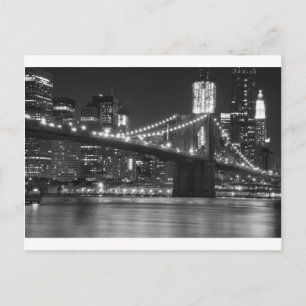 The Brooklyn Bridge - Black and White Postcard