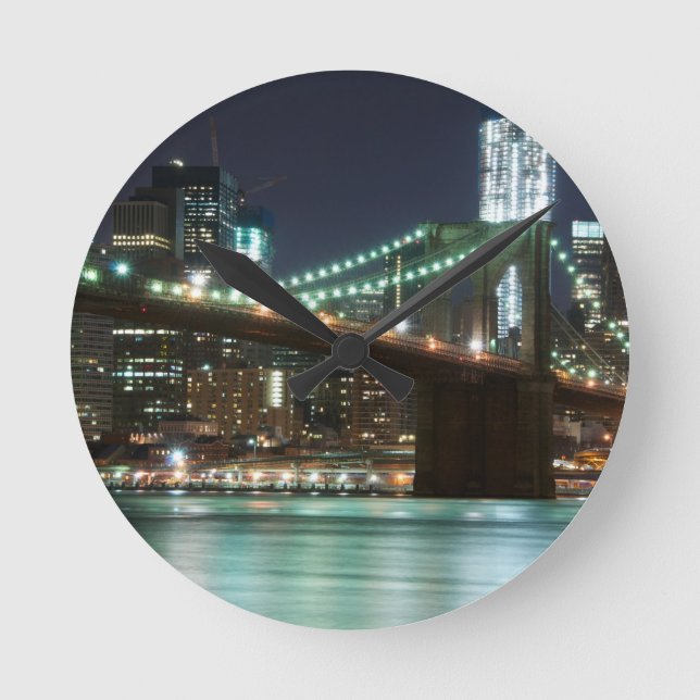 The Brooklyn Bridge - Colour Round Clock (Front)