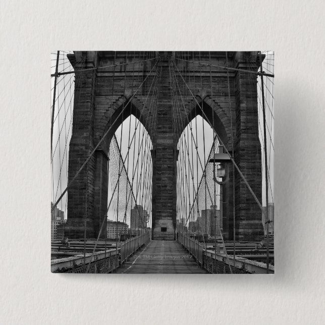 The Brooklyn Bridge in New York City 2 Inch Square Button (Front)