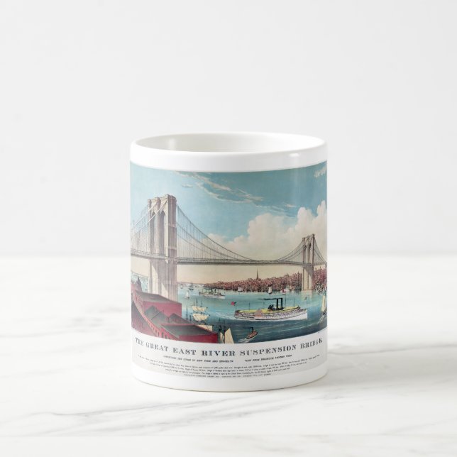 The Brooklyn Bridge in New York City from 1883 Coffee Mug (Center)