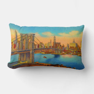 the Brooklyn Bridge print Lumbar Pillow