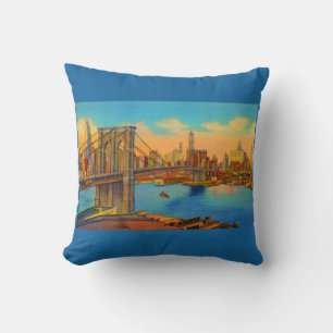 the Brooklyn Bridge print Throw Pillow