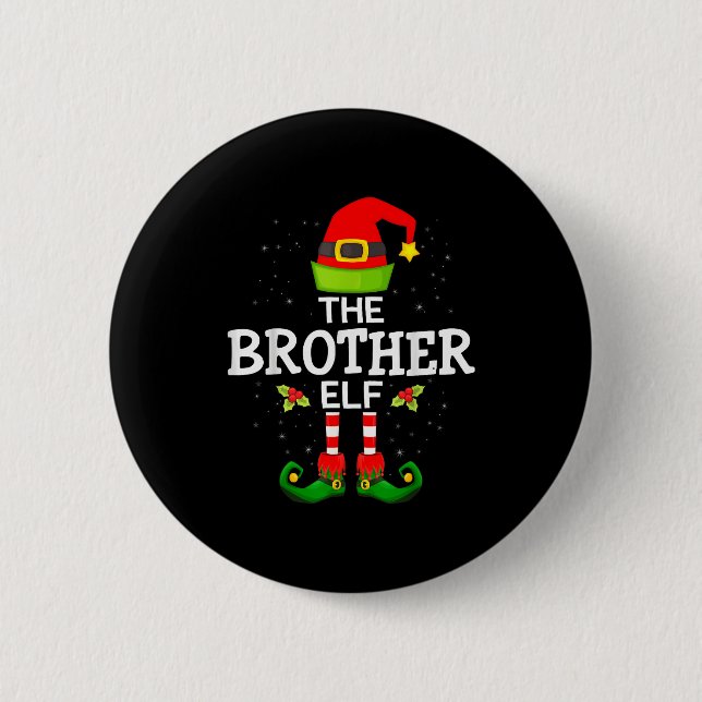The Brother Elf Christmas Family Matching Pajama  2 Inch Round Button (Front)