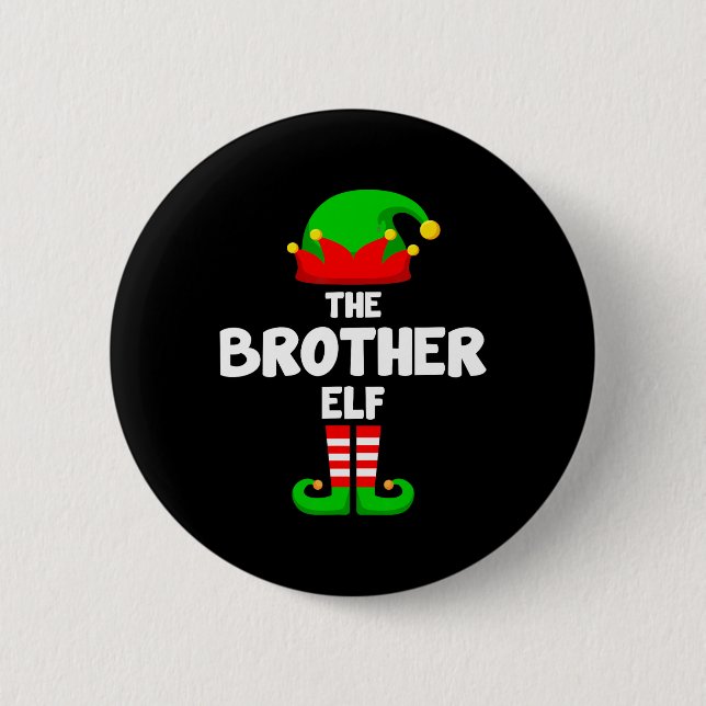 The Brother Elf Funny Christmas Matching Family Pa 2 Inch Round Button (Front)