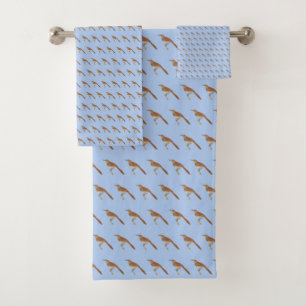 The Brown Thrush or Brown Thrasher, New York Birds Bath Towel Set
