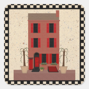 The Brownstone With Potted Trees Sticker