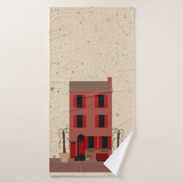 The Brownstone With Potted Trees Towel Set (Bath Towel)