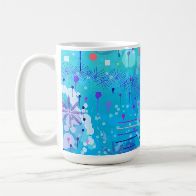 The Bubble Machine: Blue Abstract Art  Coffee Mug (Left)