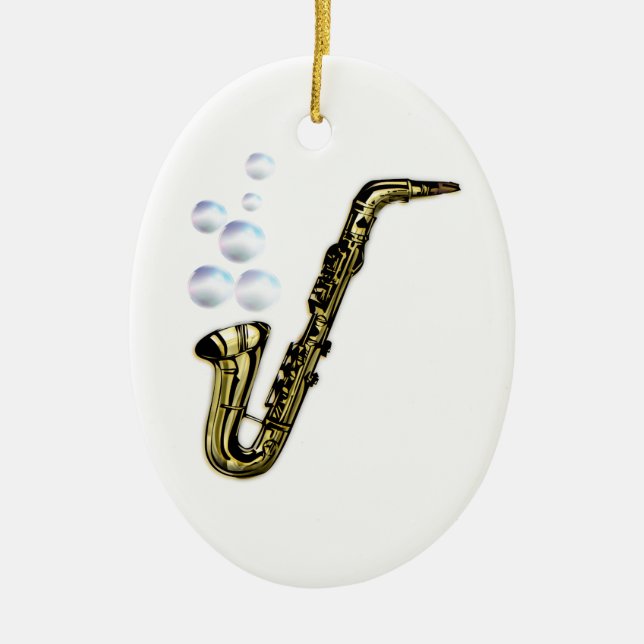 The Bubble Saxophone Ceramic Ornament (Front)