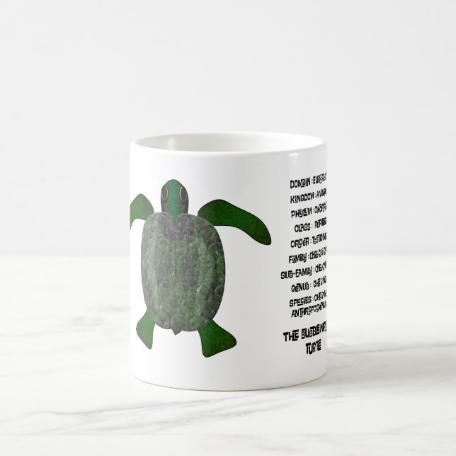The bubble wrap turtle. (Chelonia anthropoceaenum) Coffee Mug (Center)