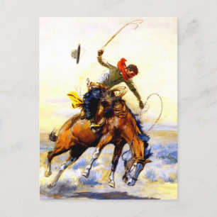“The Bucker” Western Art by Charles M Russell Postcard