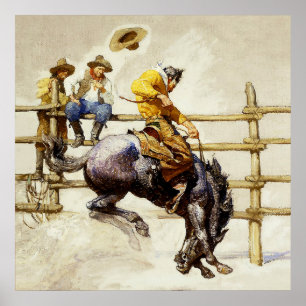 “The Bucking Bronco” By NC Wyeth Poster