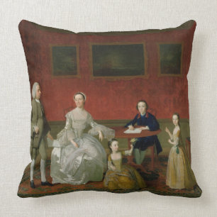 The Buckley-Boar Family, c.1758-60 (oil on canvas) Throw Pillow