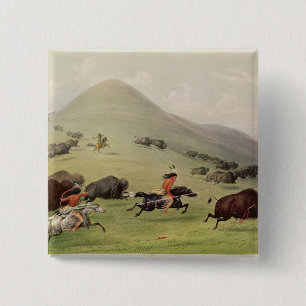 The Buffalo Hunt, c.1832 2 Inch Square Button