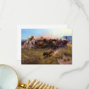 The Buffalo Hunt, No.39 by Charles M. Russell Thank You Card
