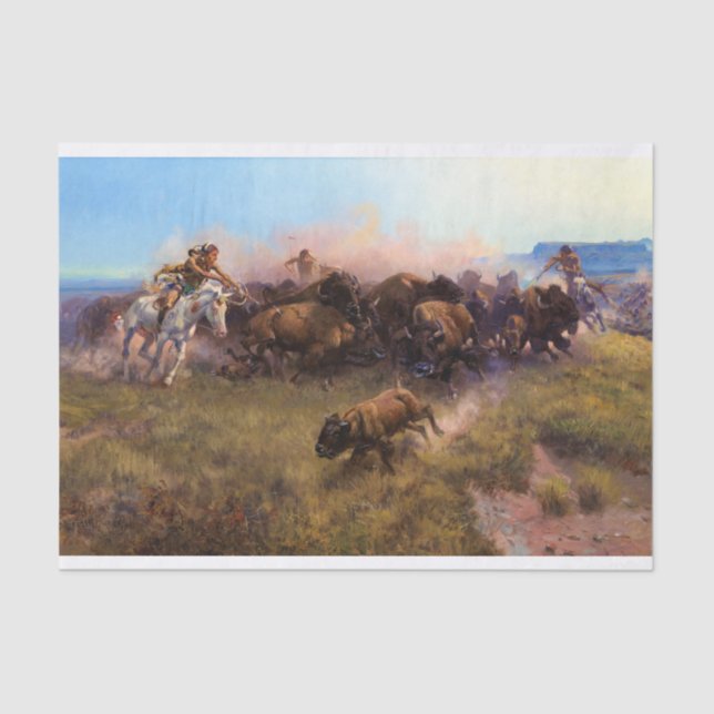The Buffalo Hunt, No.39 by Charles M. Russell Tissue Paper (Front)