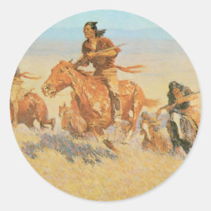 The Buffalo Runners, Big Horn Basin by Remington Classic Round Sticker