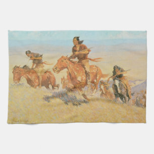 The Buffalo Runners, Big Horn Basin by Remington Kitchen Towel