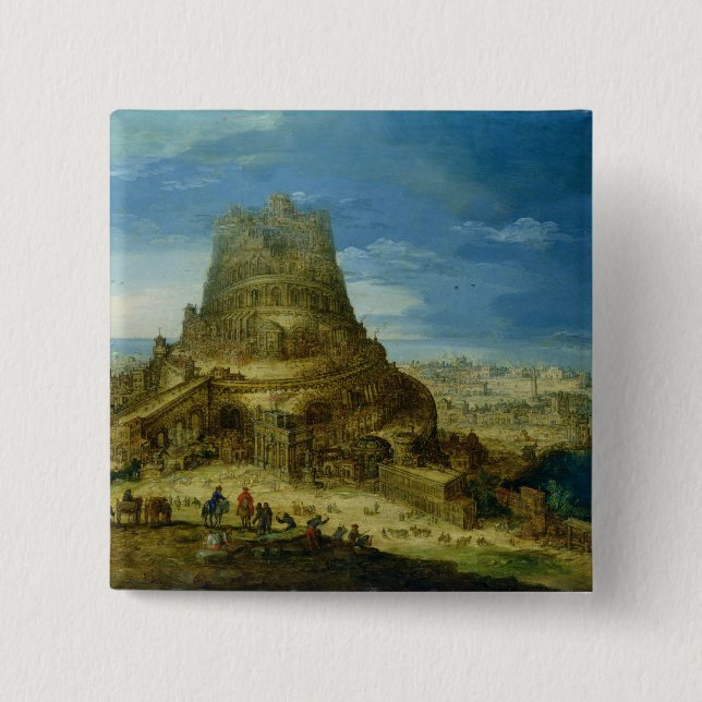 The Building of the Tower of Babel 2 Inch Square Button (Front)