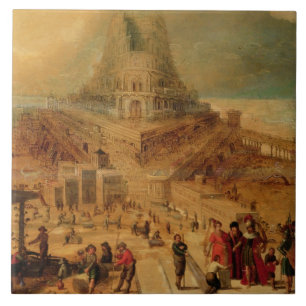 The building of the Tower of Babel (panel) Tile