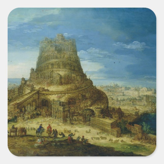 The Building of the Tower of Babel Square Sticker (Front)