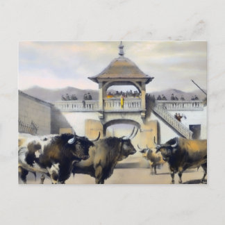 The Bulls in the Corral of the Plaza Postcard