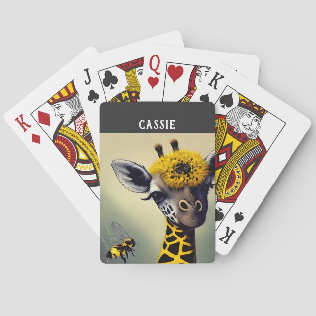 The Bumble Giraffe Personalized  Playing Cards (Back)