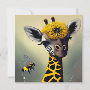 The Bumble Giraffe Whimsical Digital Art Card