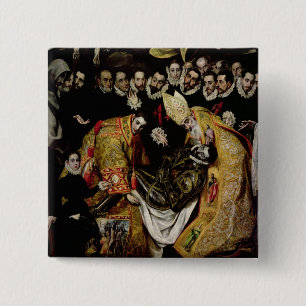 The Burial of Count Orgaz 2 Inch Square Button