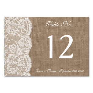 The Burlap & Lace Collection Table Number Cards