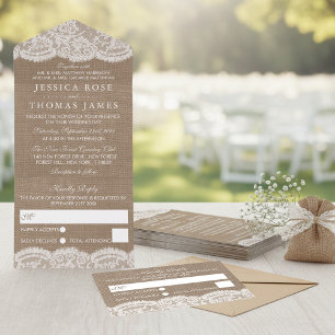 The Burlap & Lace Wedding Collection All In One Invitation