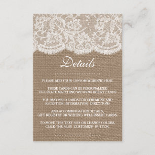 The Burlap & Lace Wedding Collection Enclosure Card