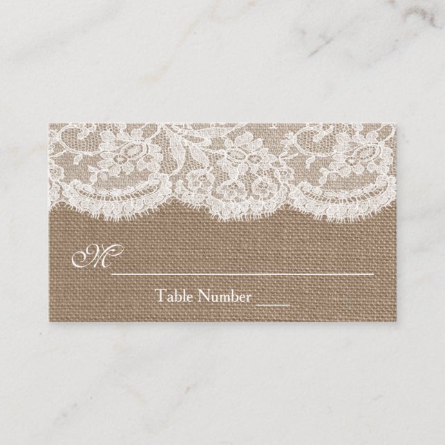 The Burlap & Lace Wedding Collection Escort Cards (Front)