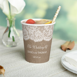The Burlap & Lace Wedding Collection Paper Cups
