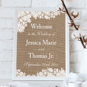The Burlap & Lace Wedding Collection Welcome Sign