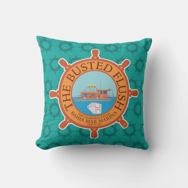 The Busted Flush (Aqua) - Throw Pillow (Front)