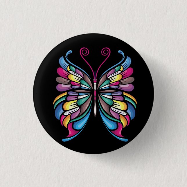 the butterfly design 1 inch round button (Front)