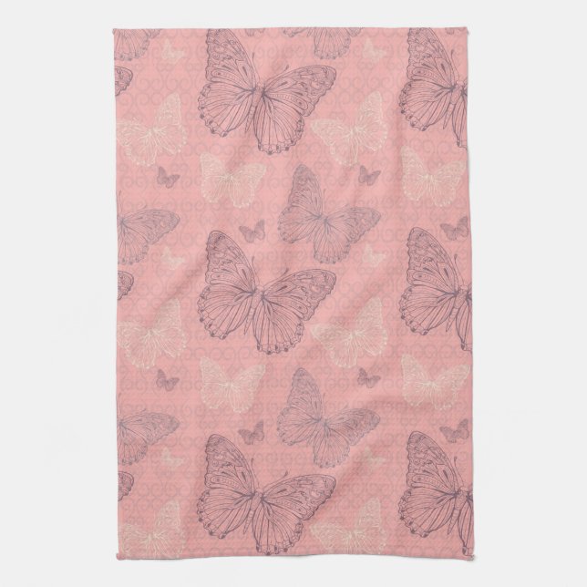 The Butterfly Pink Kitchen Towel (Vertical)