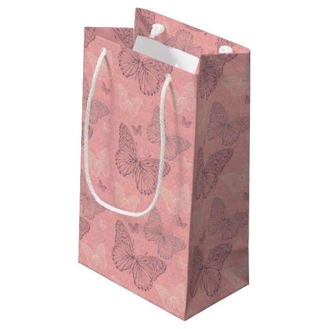 The Butterfly Pink Small Gift Bag (Back Angled)